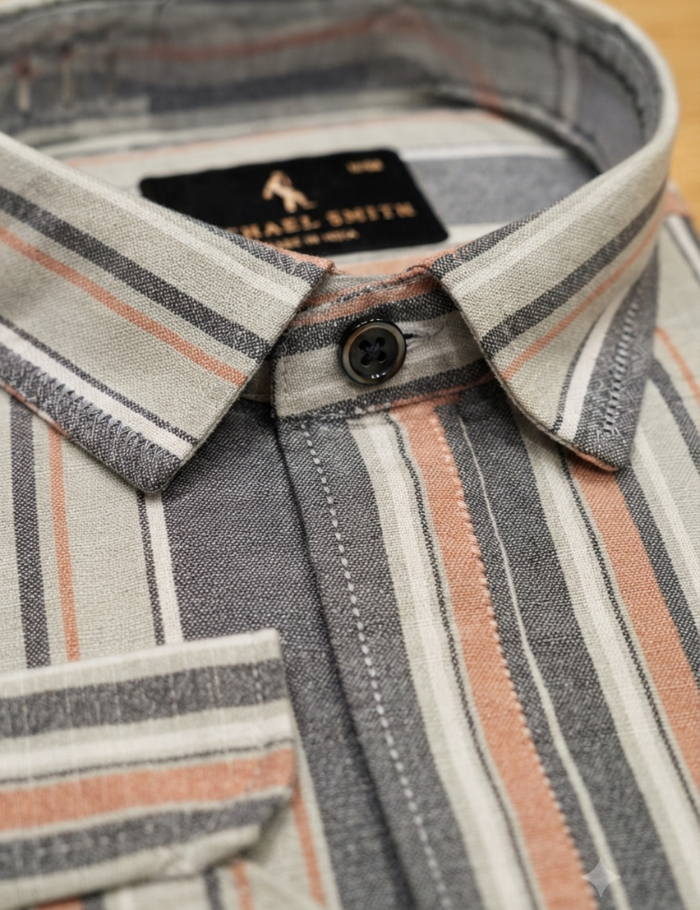 Premium Cotton Striped Shirt for Men – Full Sleeve with Matching Buttons