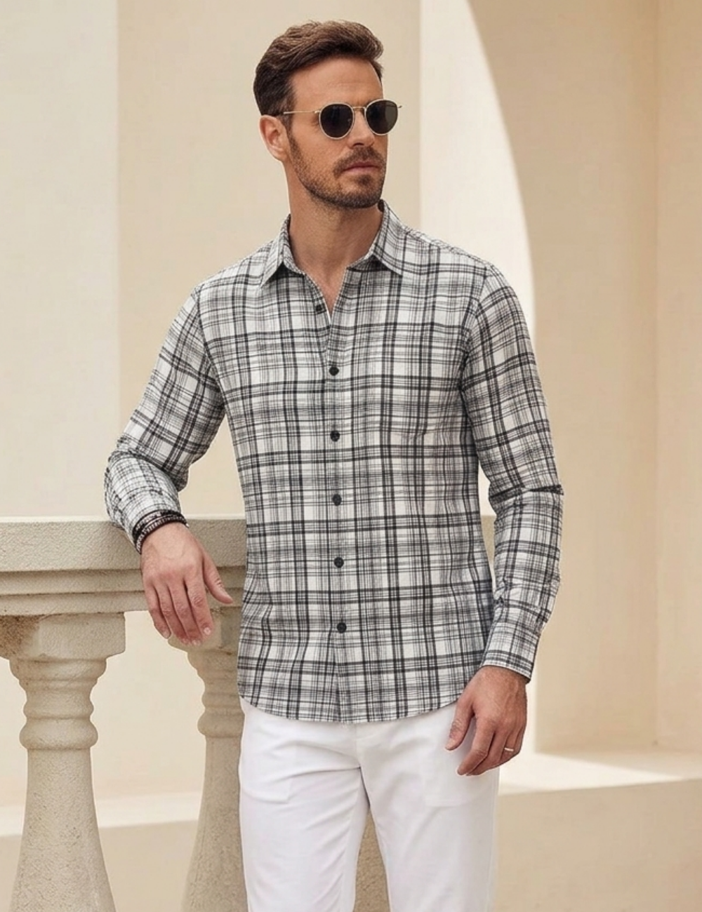 Premium Cotton Checked Shirt – Full Sleeve with Matching Buttons