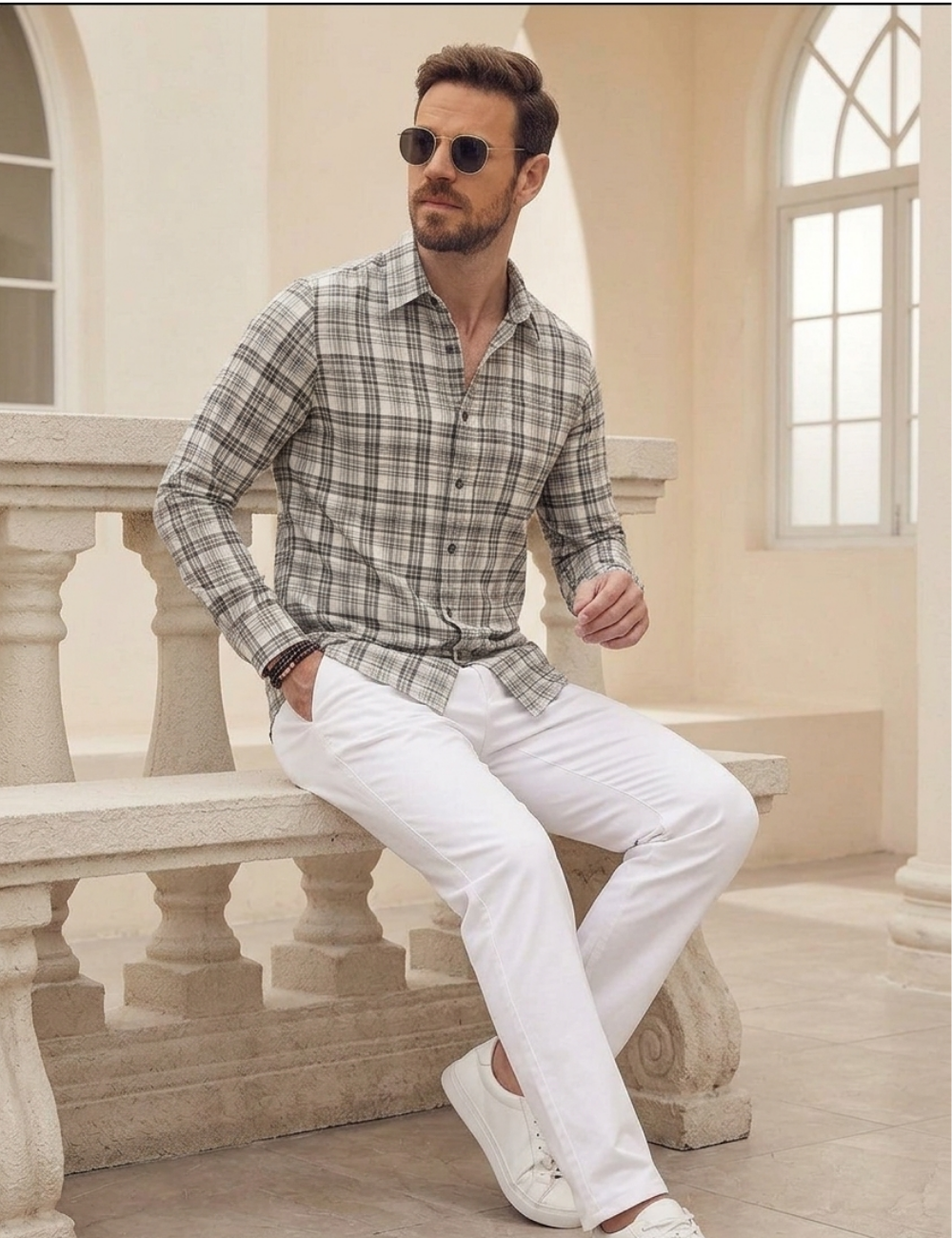 Premium Cotton Checked Shirt – Full Sleeve with Matching Buttons