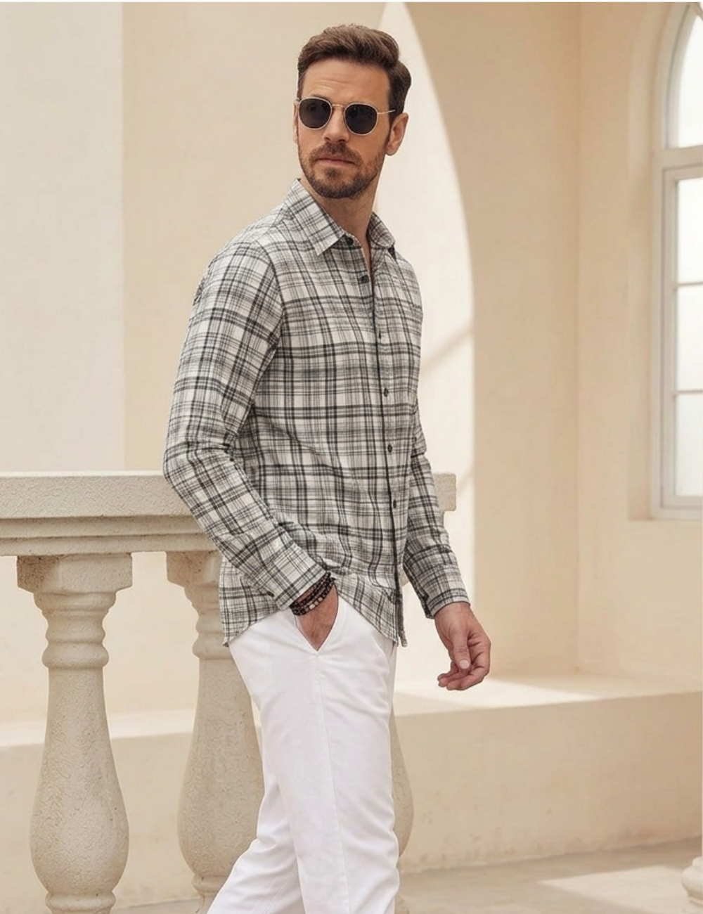 Premium Cotton Checked Shirt – Full Sleeve with Matching Buttons