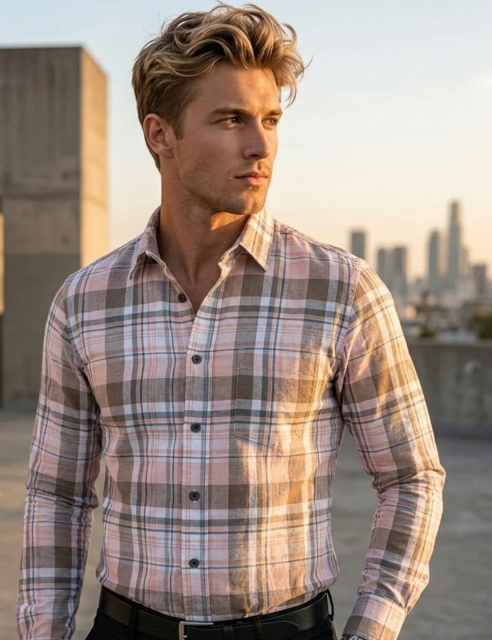 Premium Cotton Checked Shirt – Full Sleeve with Matching Buttons
