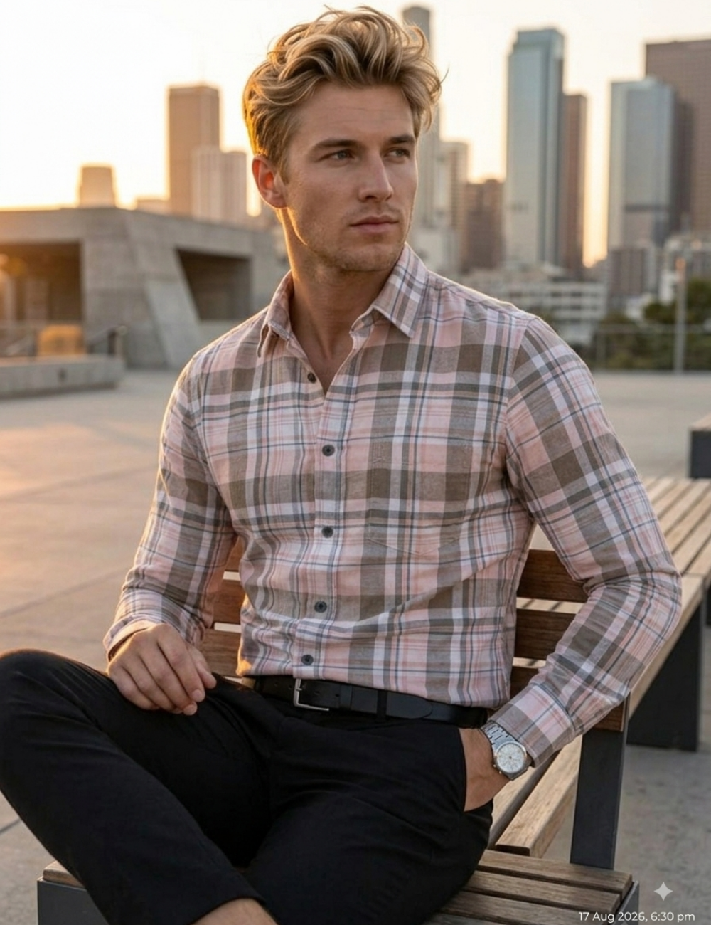 Premium Cotton Checked Shirt – Full Sleeve with Matching Buttons