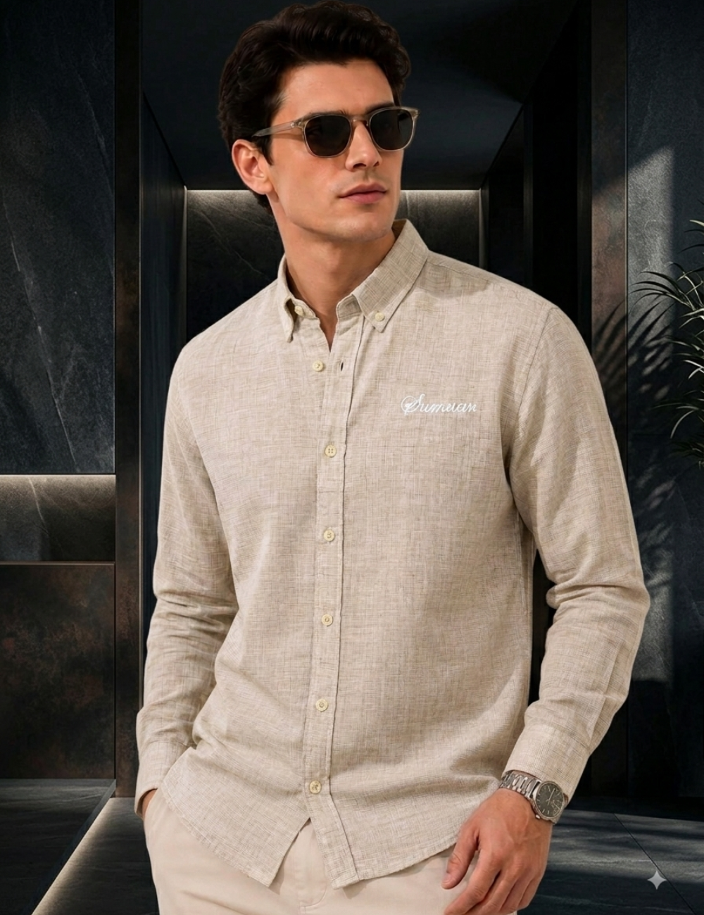 Linen Shirt – Button-Down Collar & Matching Buttons