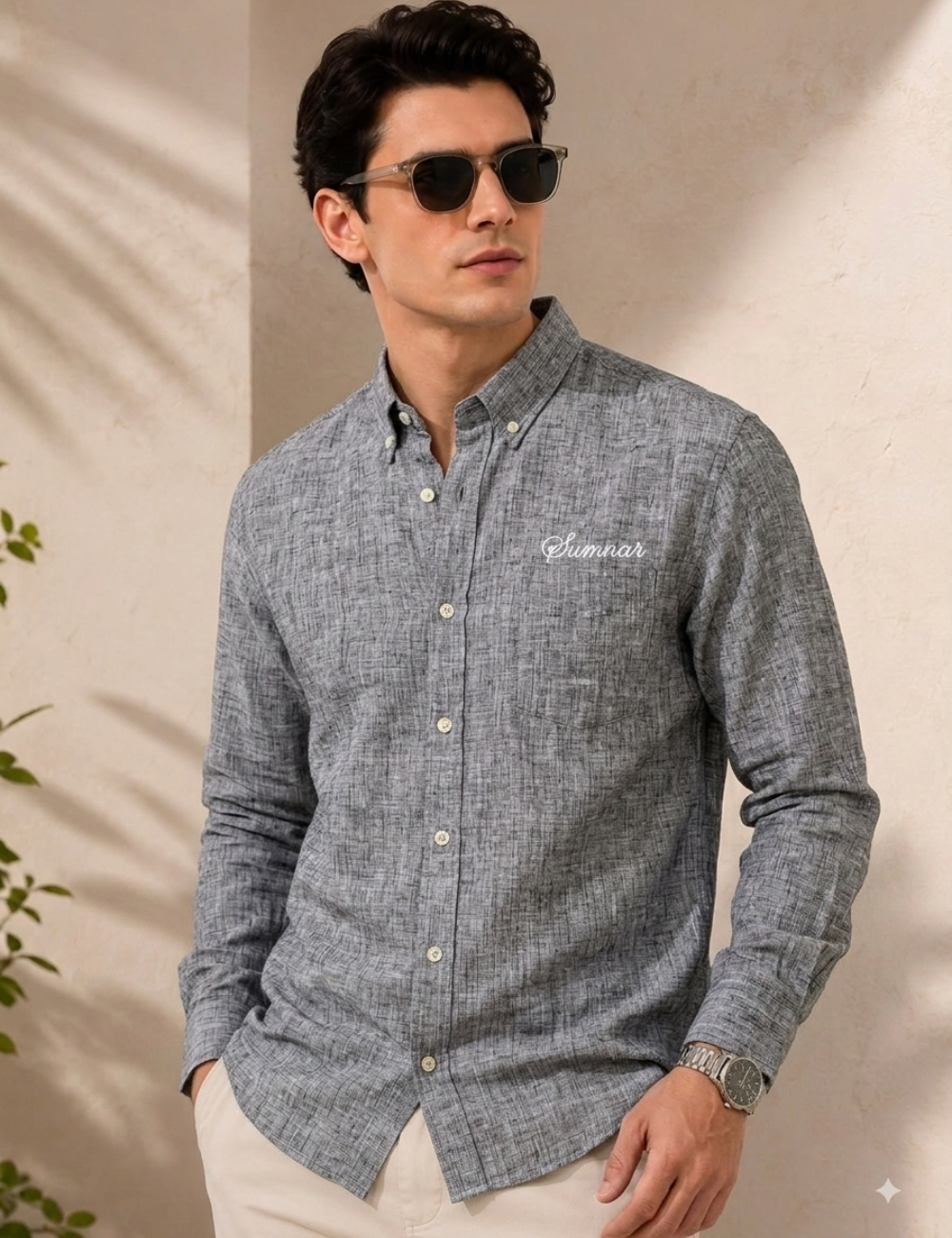 Linen Shirt – Button-Down Collar & Matching Buttons
