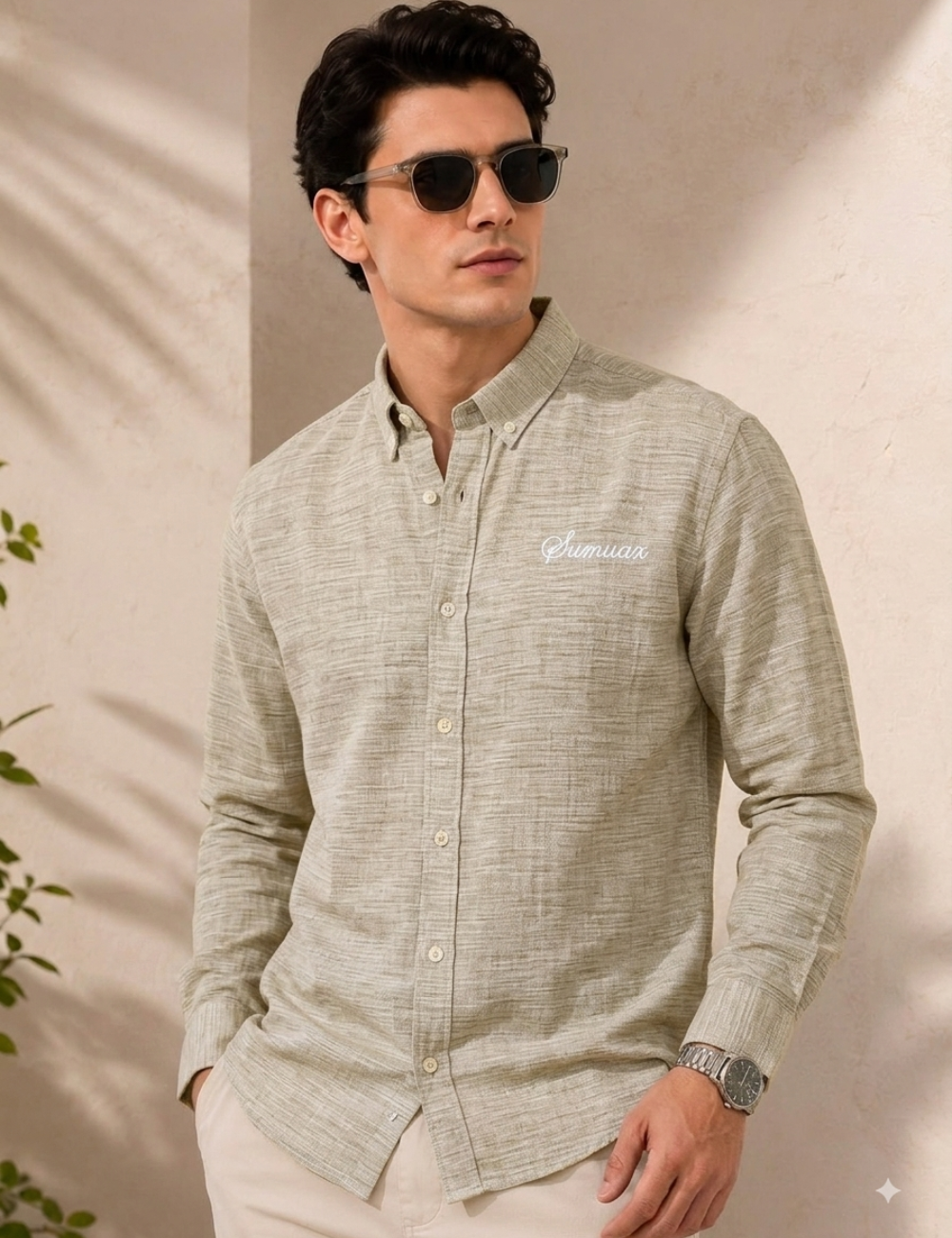 Linen Shirt – Button-Down Collar & Matching Buttons