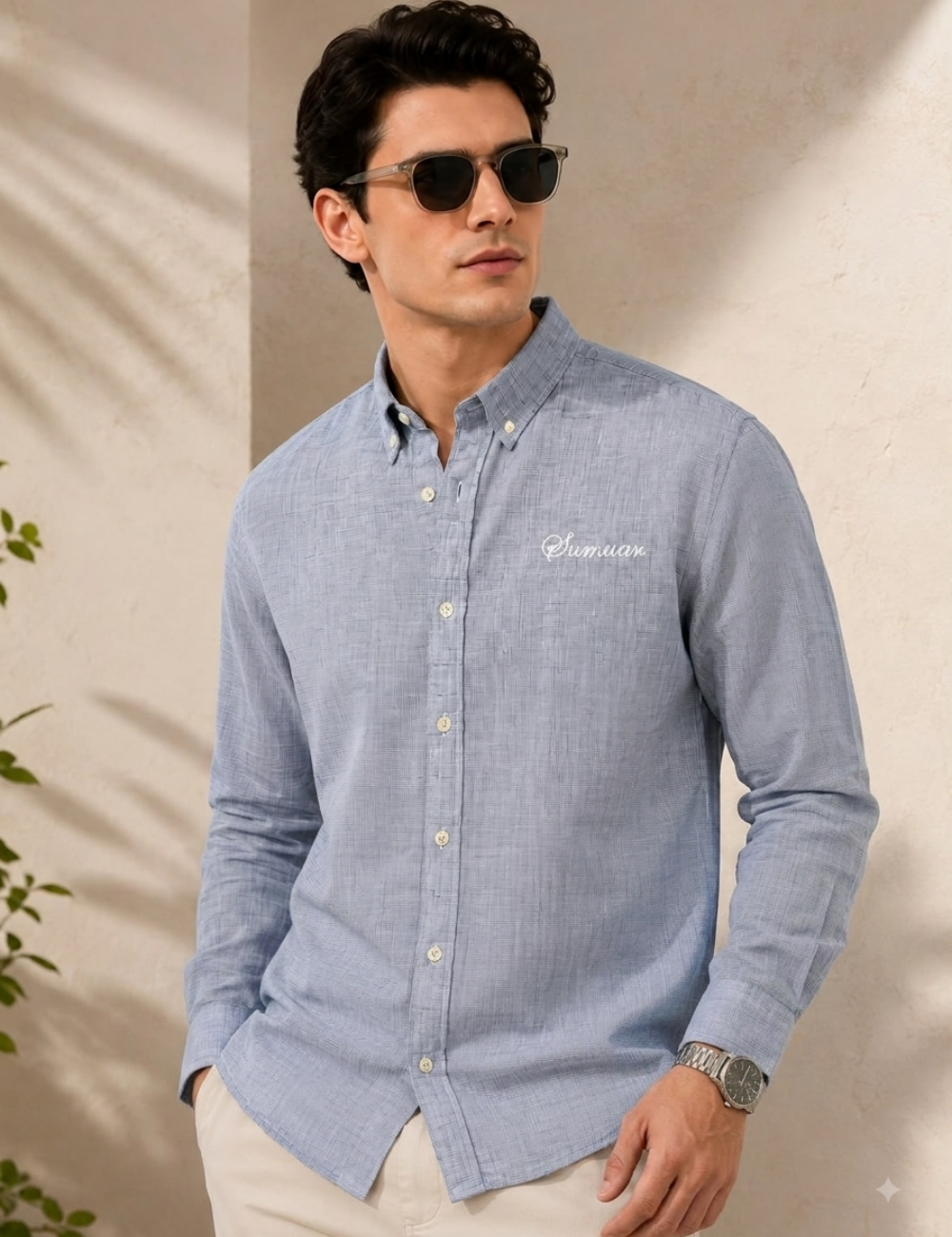 Linen Shirt – Button-Down Collar & Matching Buttons