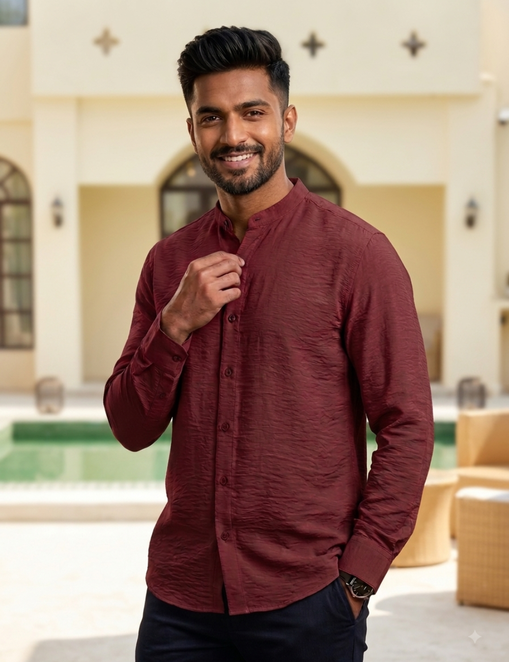 Chinese Collar Shirt – Premium Imported Fabric