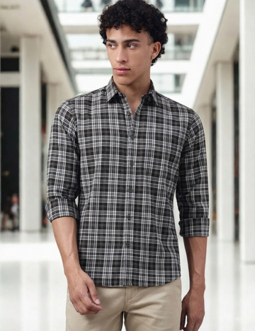 Premium Cotton Checked Shirt – Full Sleeve with Matching Buttons
