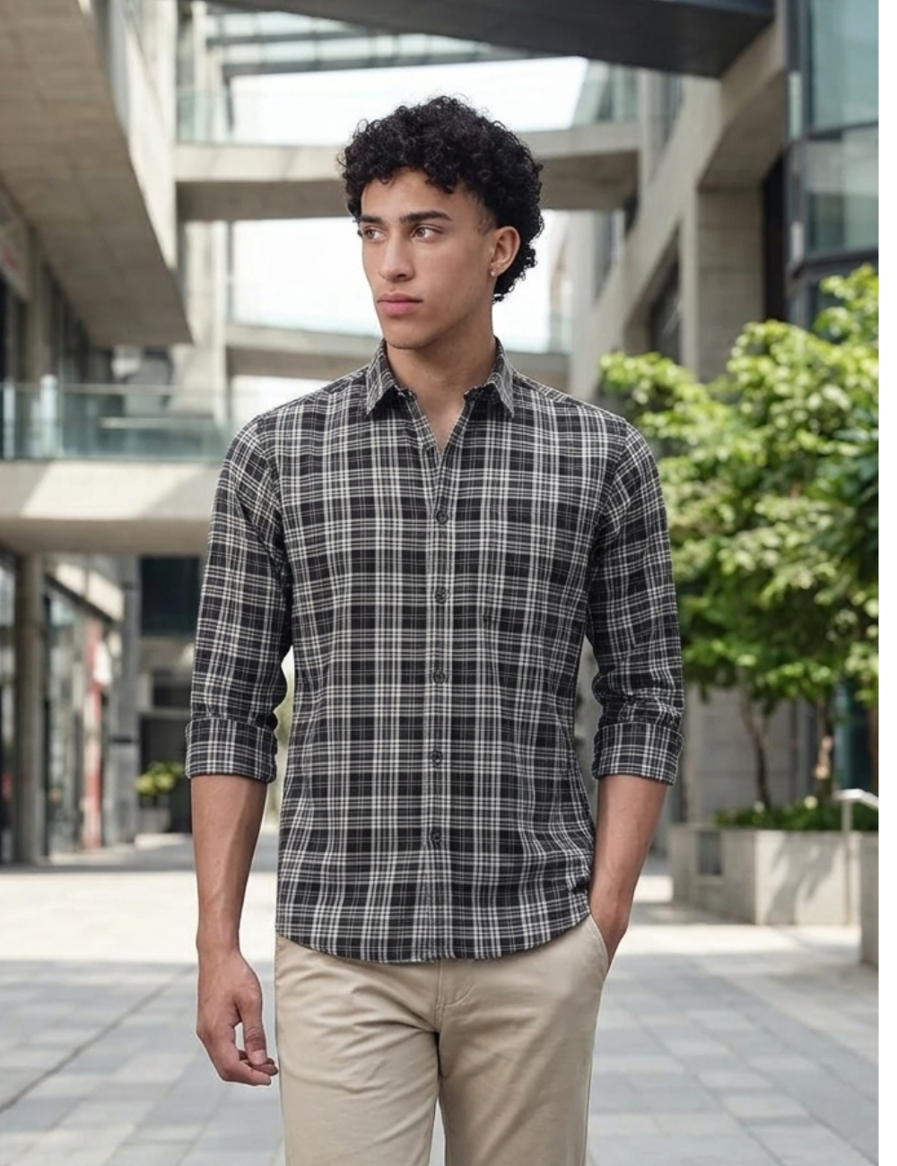 Premium Cotton Checked Shirt – Full Sleeve with Matching Buttons