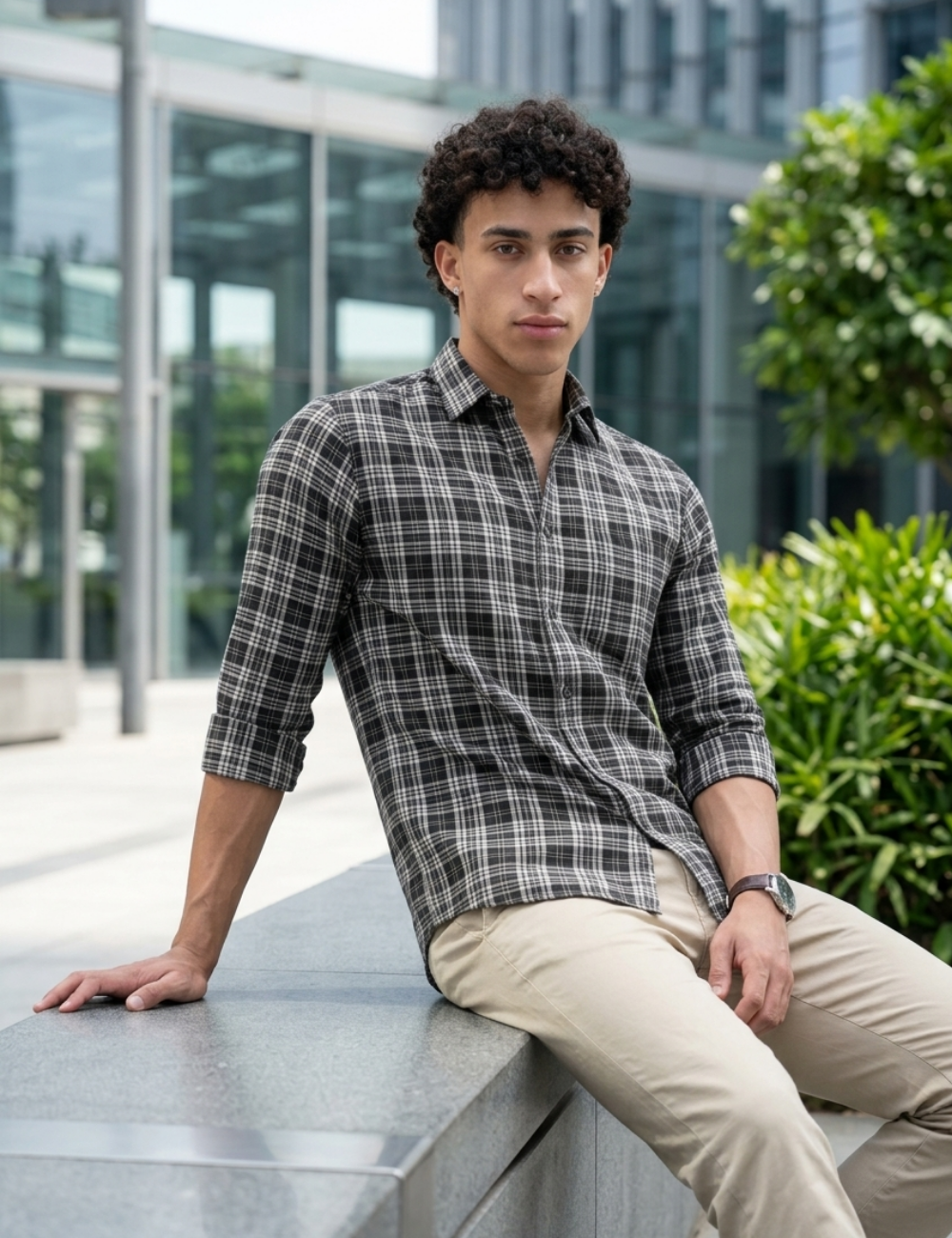 Premium Cotton Checked Shirt – Full Sleeve with Matching Buttons