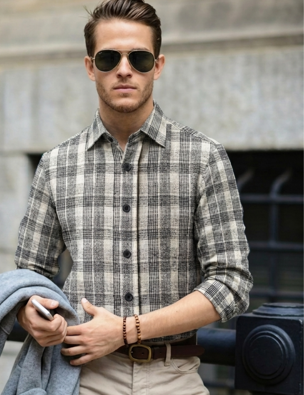 Premium Cotton Checked Shirt – Full Sleeve with Matching Buttons