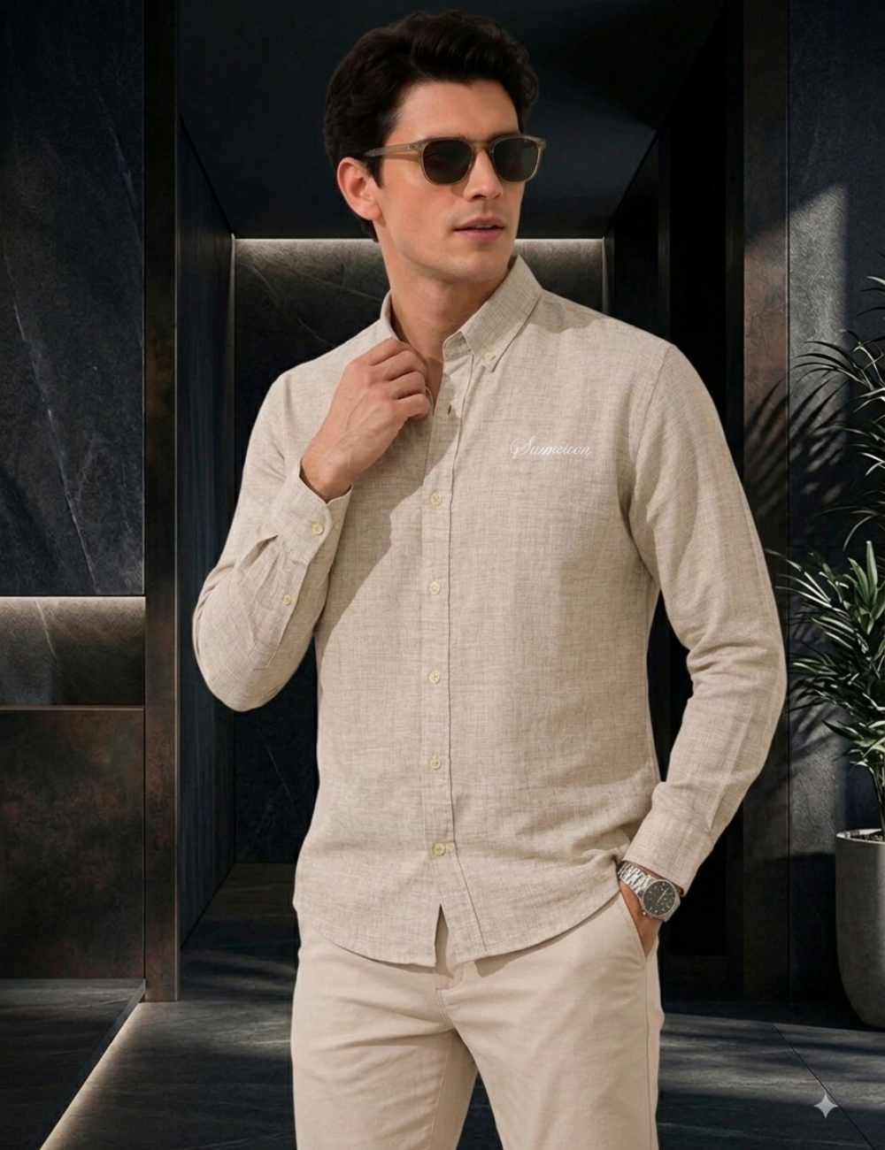 Linen Shirt – Button-Down Collar & Matching Buttons
