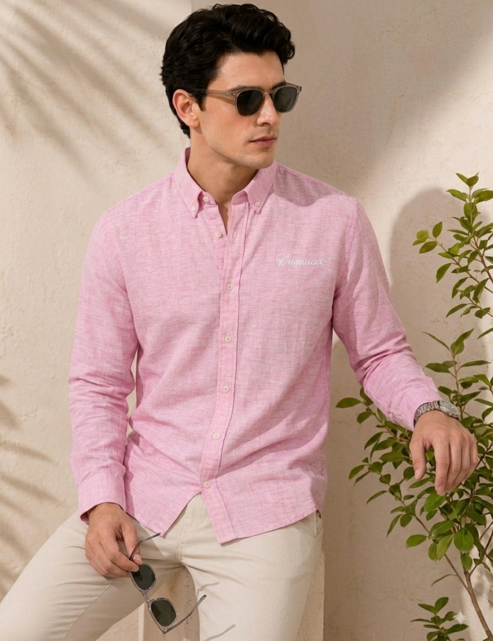 Linen Shirt – Button-Down Collar & Matching Buttons
