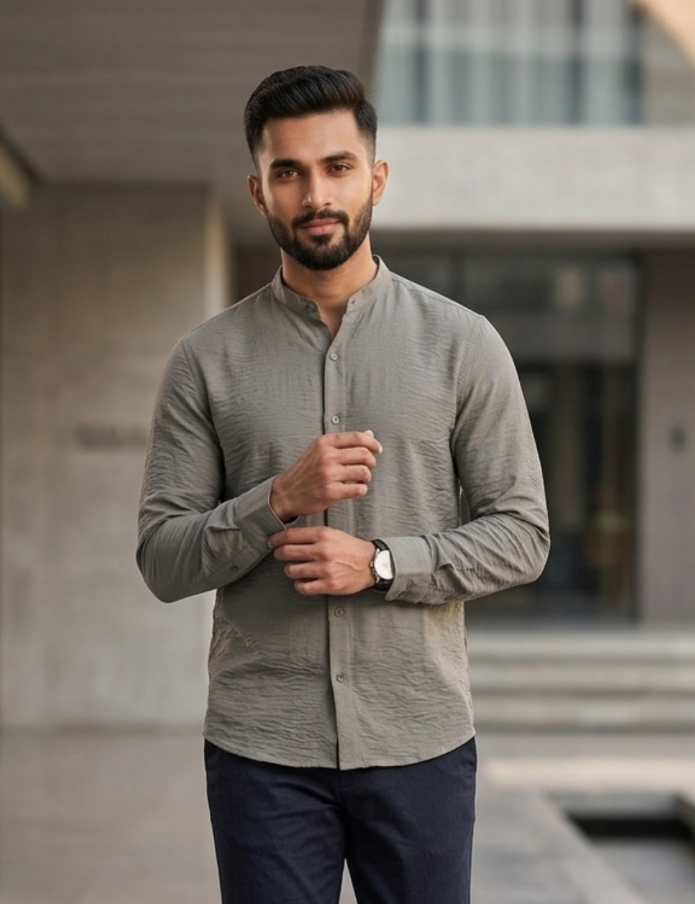 Chinese Collar Shirt – Premium Imported Fabric