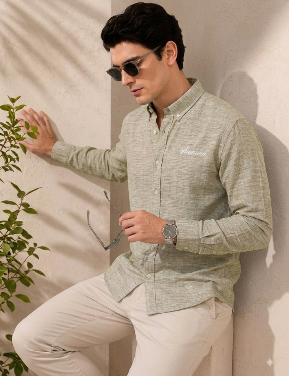 Linen Shirt – Button-Down Collar & Matching Buttons
