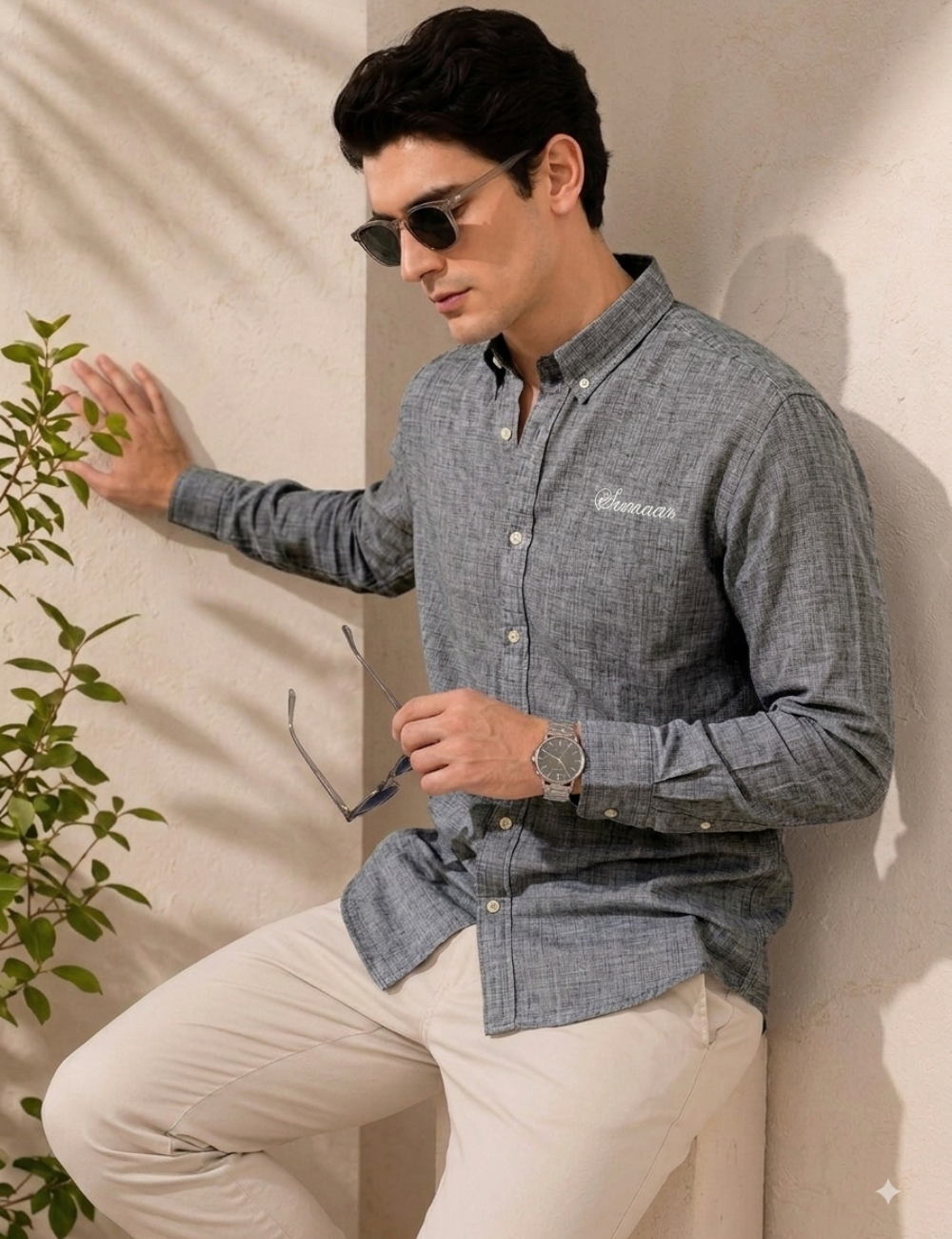 Linen Shirt – Button-Down Collar & Matching Buttons