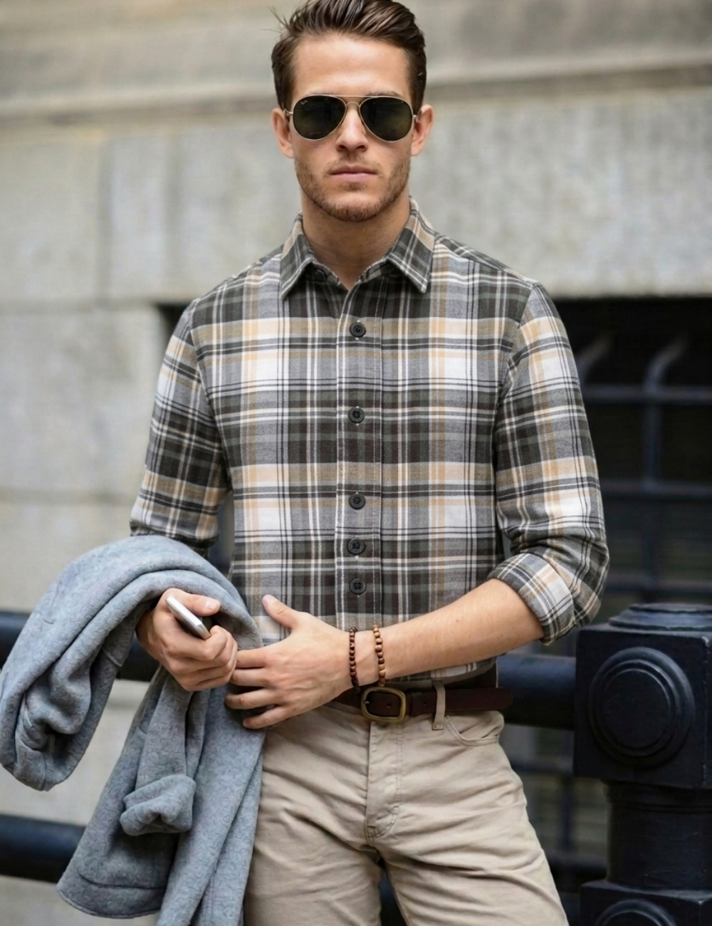 Premium Cotton Checked Shirt – Full Sleeve with Matching Buttons
