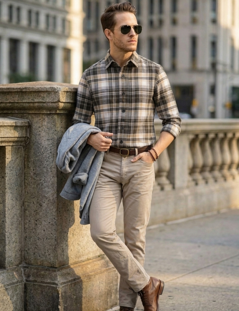Premium Cotton Checked Shirt – Full Sleeve with Matching Buttons