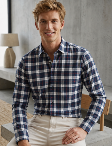 Premium Cotton Checked Shirt – Full Sleeve with Matching Buttons