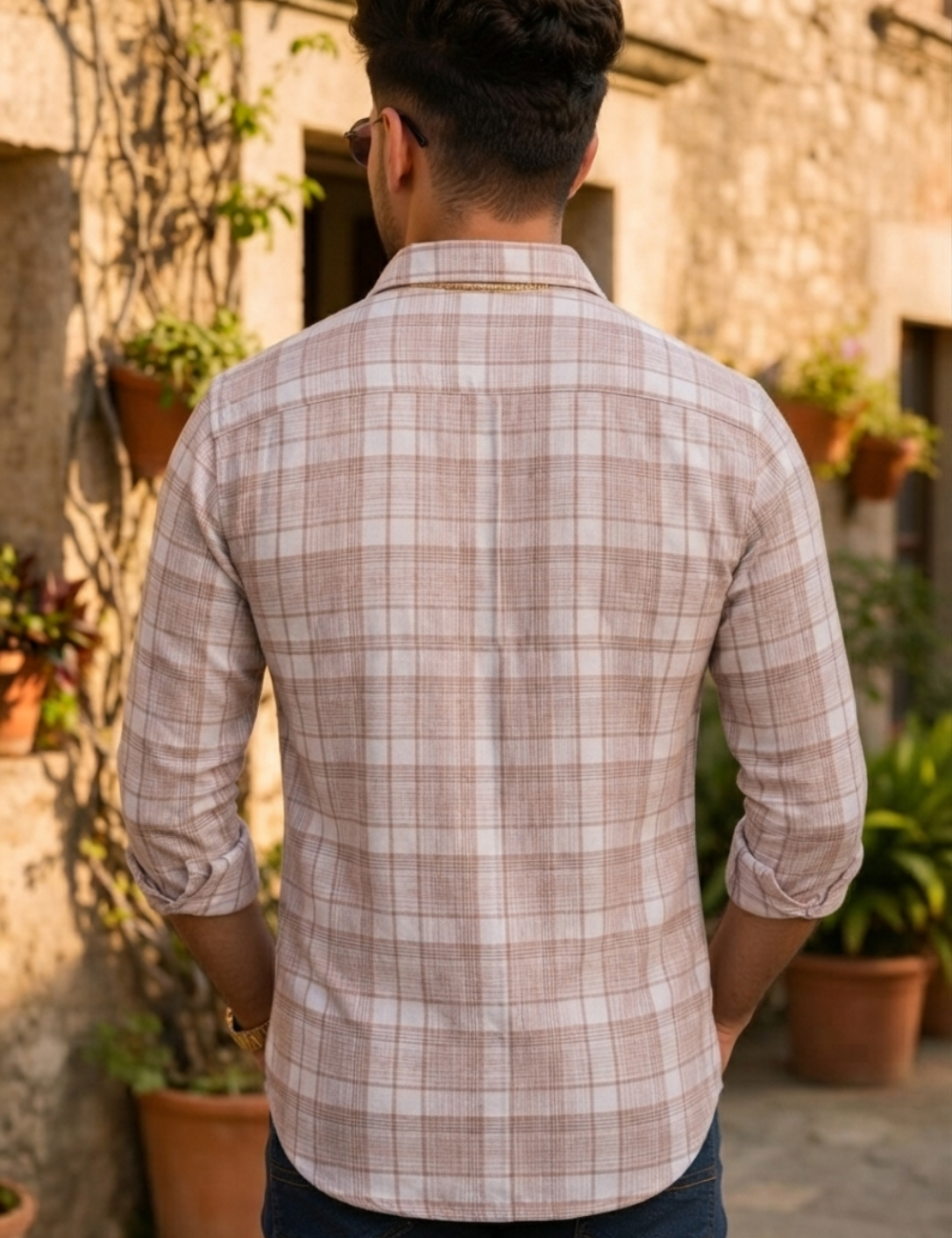 Premium Cotton Checked Shirt – Full Sleeve with Matching Buttons