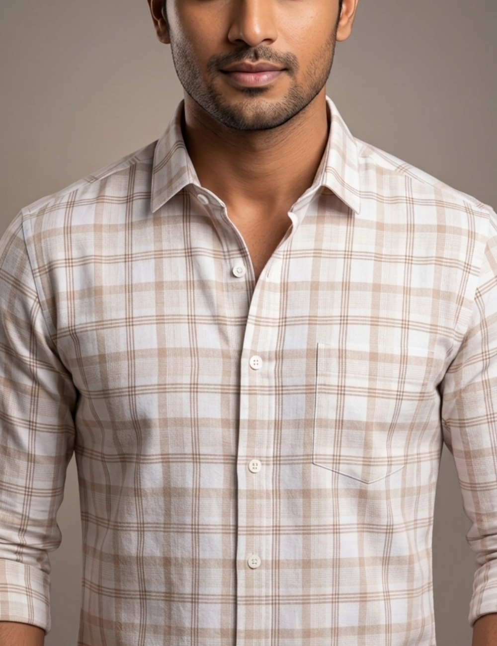 Premium Cotton Checked Shirt – Full Sleeve with Matching Buttons