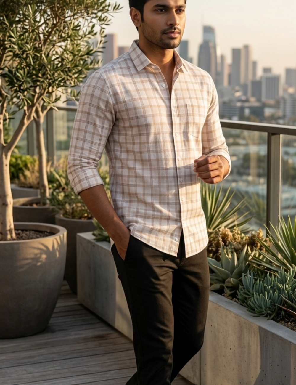 Premium Cotton Checked Shirt – Full Sleeve with Matching Buttons