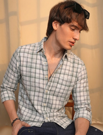 Premium Cotton Checked Shirt – Full Sleeve with Matching Buttons