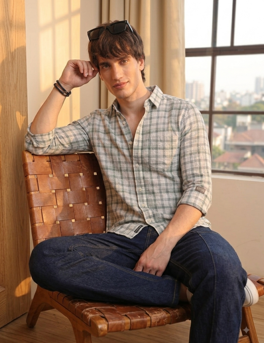 Premium Cotton Checked Shirt – Full Sleeve with Matching Buttons