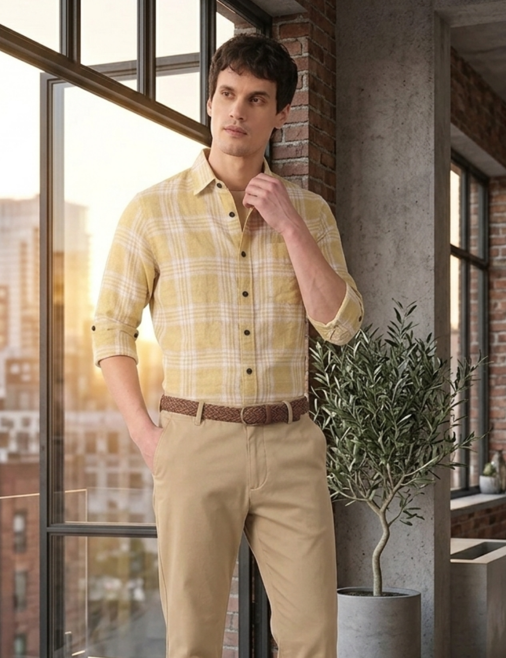 Premium Cotton Checked Shirt – Full Sleeve with Matching Buttons