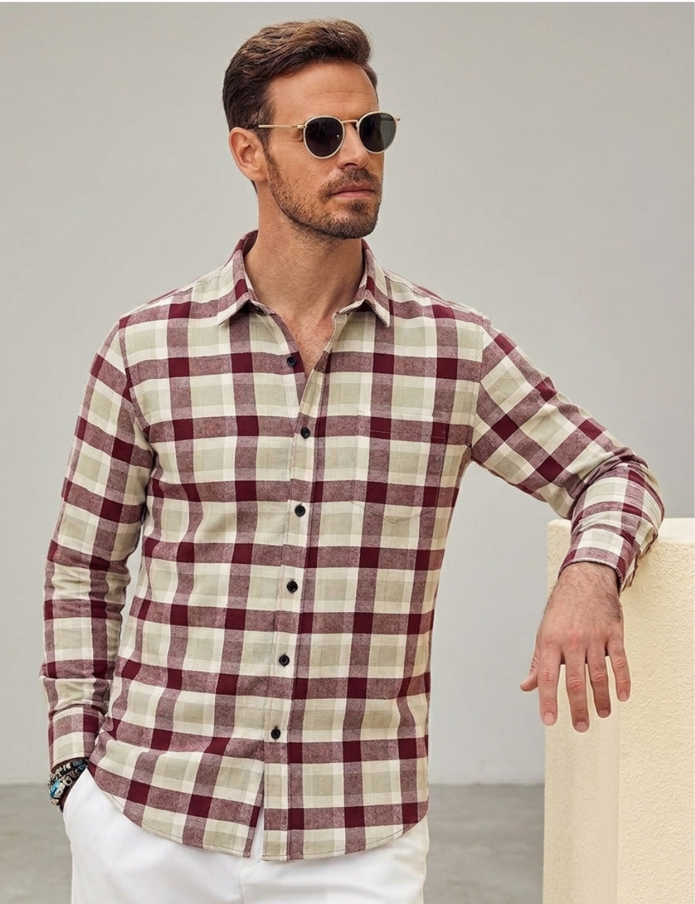 Premium Cotton Checked Shirt – Full Sleeve with Matching Buttons